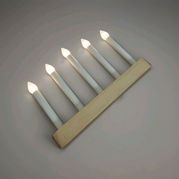 IKEA STRALA Christmas 5 White Candle Lights Wooden Base Battery Operated Lamp - Picture 11 of 13